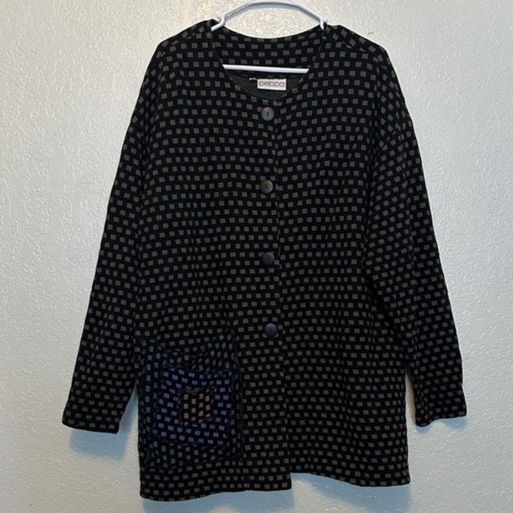 BEPPA Long Oversized Patchwork Cardigan Coat GUC L
